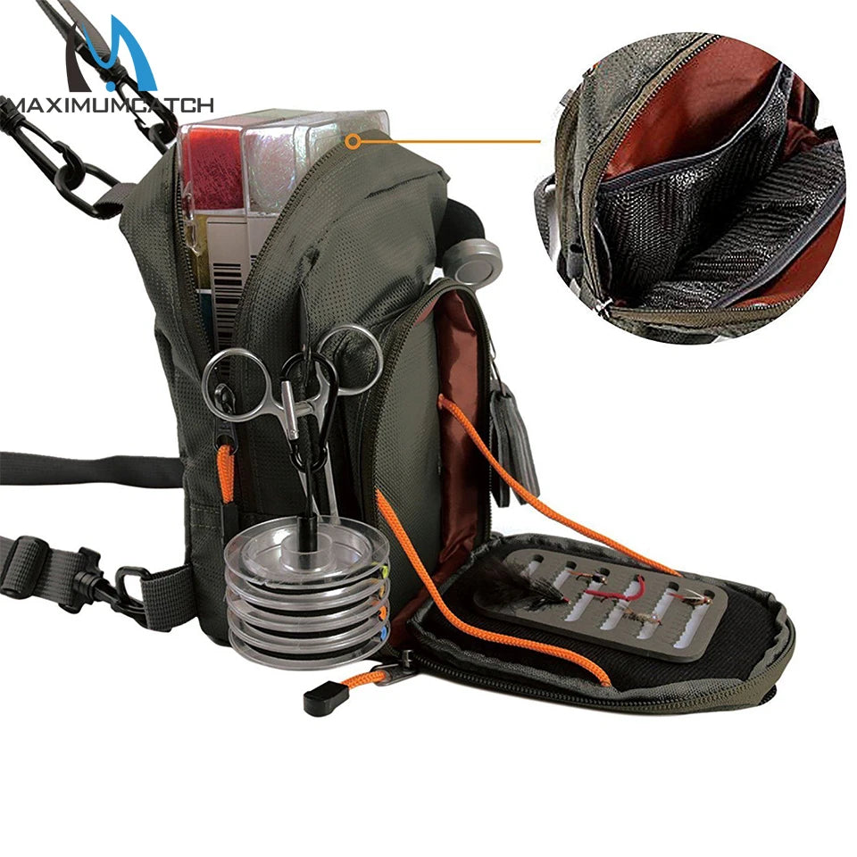 Maximumcatch Fly Fishing Chest Pack – Optional Five Essential Fishing Tool Accessories