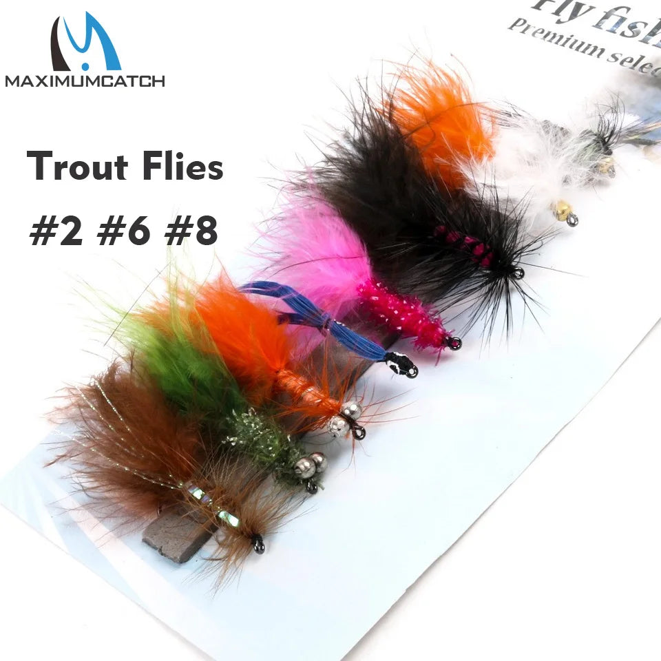 Maximumcatch Fly Fishing Flies Set – Streamer, Dry, Nymph, Wet Flies (#2–#14) for Trout & More