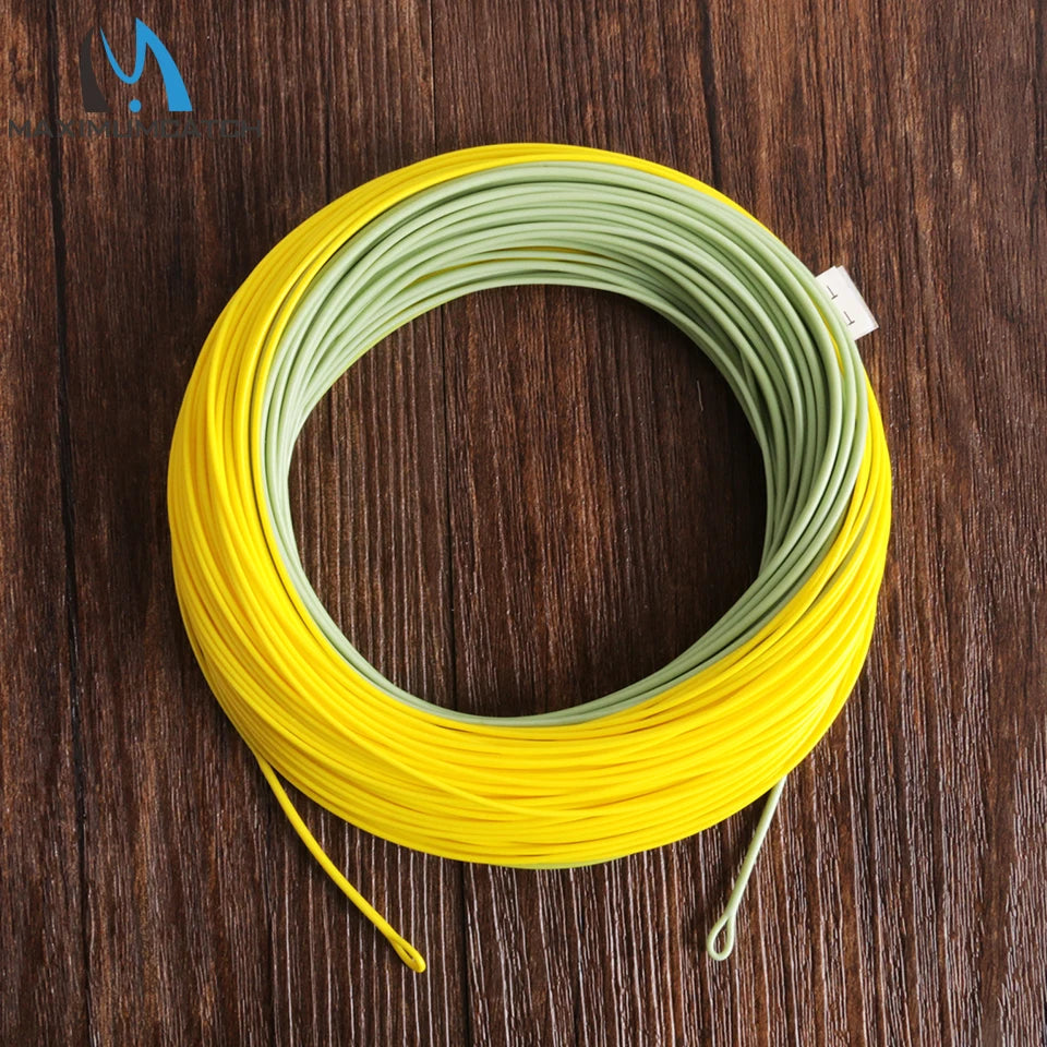 Maximumcatch Double Color Weight Forward Floating Fly Line – 100FT (2–8WT) Moss Green & Gold with Welded Loops