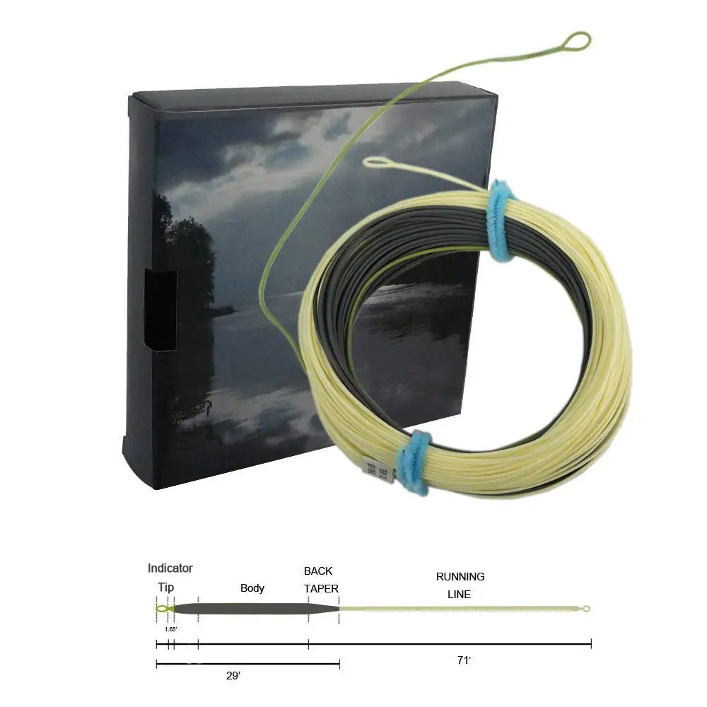 Aventik Three-Colored Weight Forward Floating Fly Fishing Line with Welded Loops