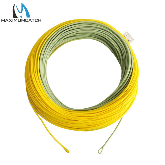 Maximumcatch Double Color Weight Forward Floating Fly Line – 100FT (2–8WT) Moss Green & Gold with Welded Loops
