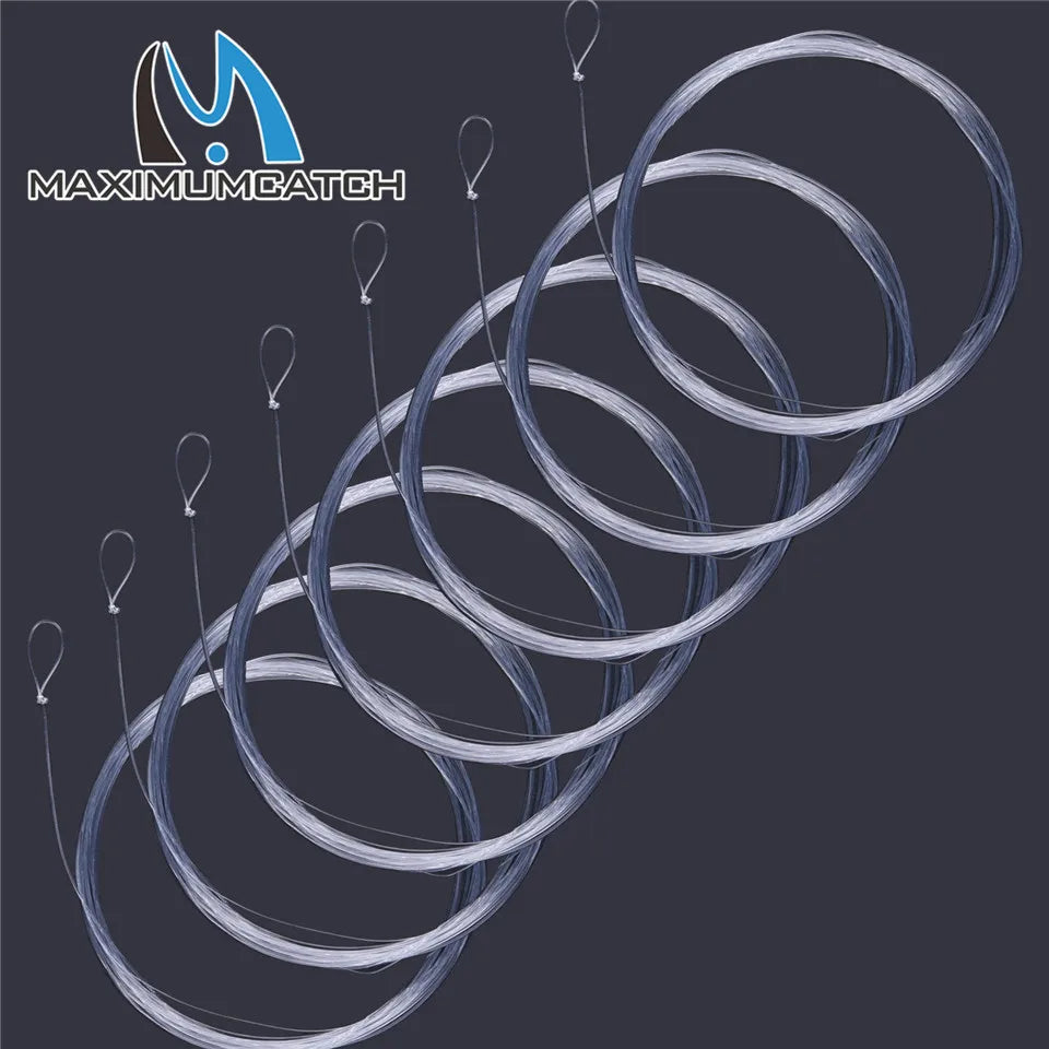 Maximumcatch 6-Piece Fly Fishing Leader Set – 9FT Clear Nylon Tapered Leaders with Loop (3X, 4X, 5X, 6X)