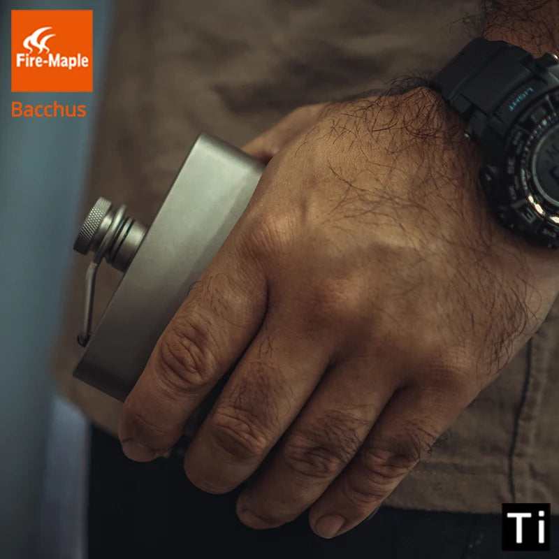 Fire Maple Bacchus Titanium Hip Flask – 200ml Ultralight Whiskey Flagon for Camping, Hiking & Climbing