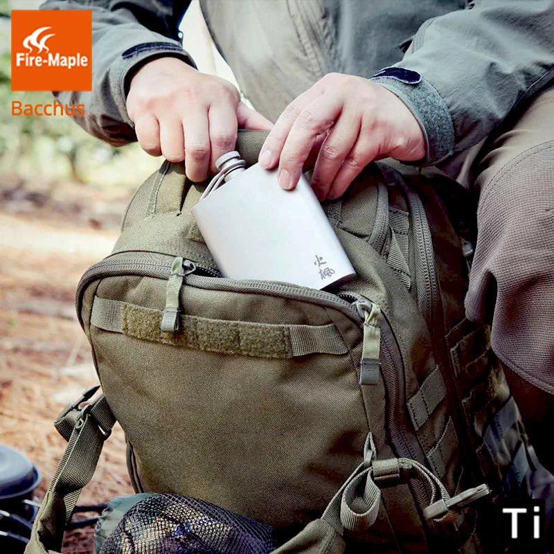 Fire Maple Bacchus Titanium Hip Flask – 200ml Ultralight Whiskey Flagon for Camping, Hiking & Climbing