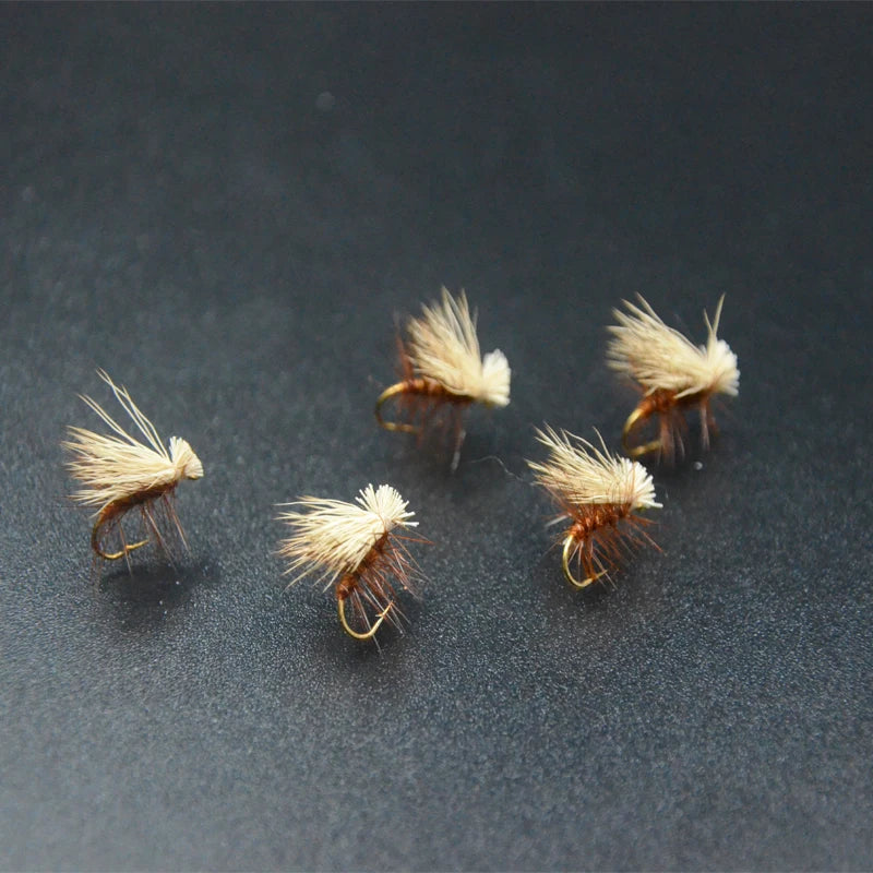 6pcs #14 Brown/Tan Elk Hair Caddis Dry Flies – 2 Styles