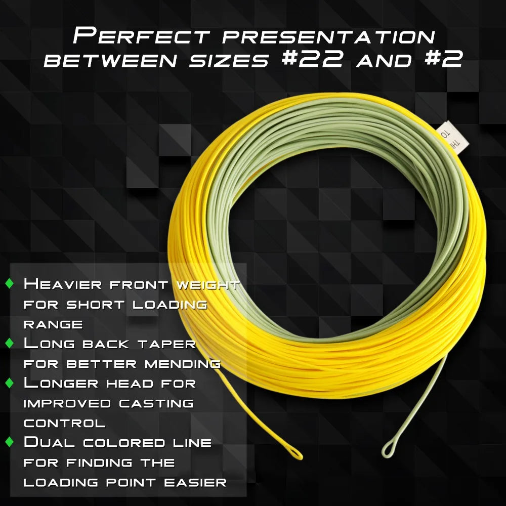 Maximumcatch Double Color Weight Forward Floating Fly Line – 100FT (2–8WT) Moss Green & Gold with Welded Loops