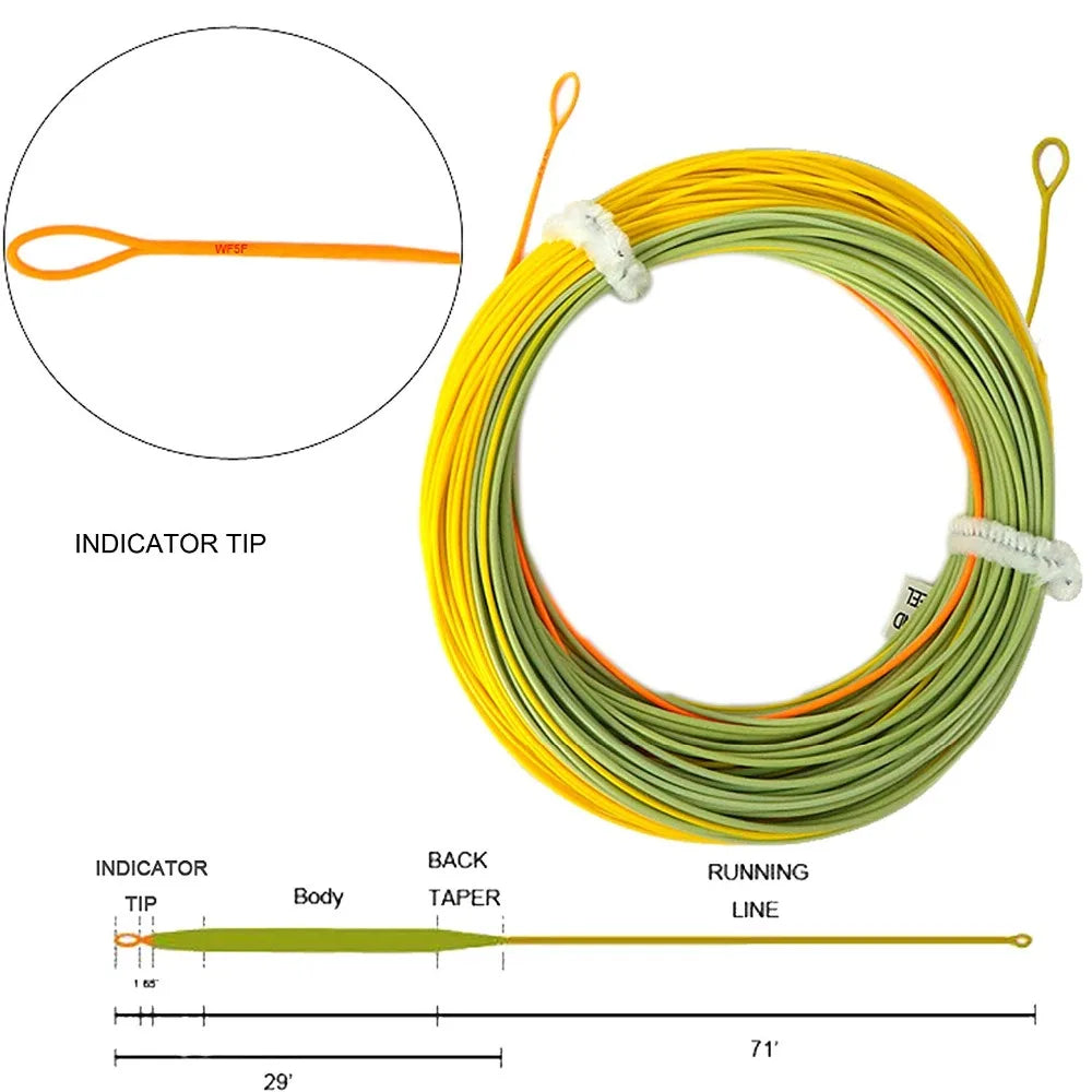 Aventik Three-Colored Weight Forward Floating Fly Fishing Line with Welded Loops