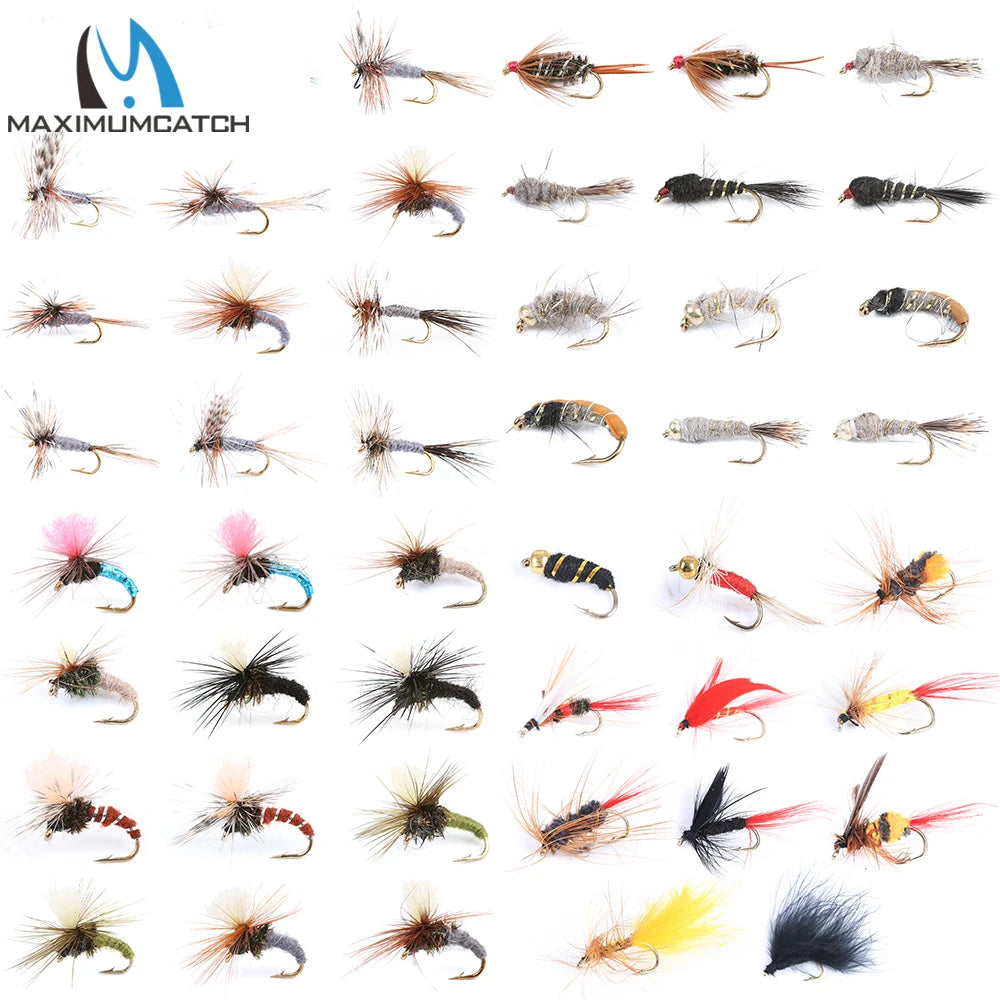 Maximumcatch Fly Fishing Flies Set – Streamer, Dry, Nymph, Wet Flies (#2–#14) for Trout & More