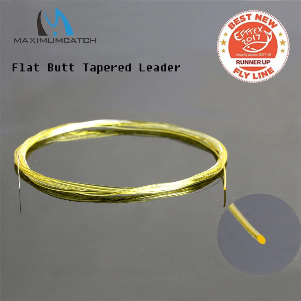 Maximumcatch Tapered Leader – Fully Clear/Yellow with Clear Tip Fly Fishing Leader Line (9ft/15ft, 3X-5X)