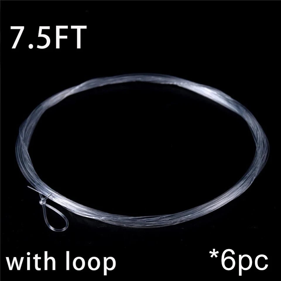 Maximumcatch 6-Piece Fly Fishing Leader Set – 9FT Clear Nylon Tapered Leaders with Loop (3X, 4X, 5X, 6X)