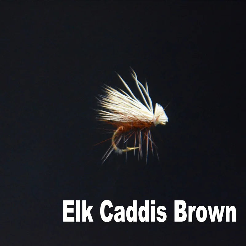 6pcs #14 Brown/Tan Elk Hair Caddis Dry Flies – 2 Styles