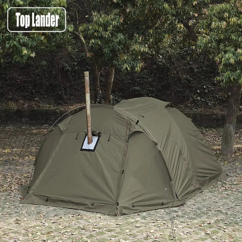 Top Lander Fireproof Hot Tent – 2-Person Waterproof Extended Dome Tent with Stove Jack & Snow Skirt
