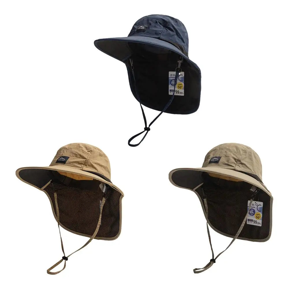UV Protection Wide Brim Outdoor Hat - Waterproof, Quick-Drying Fisherman Cap with Breathable Mesh & Neck Protection