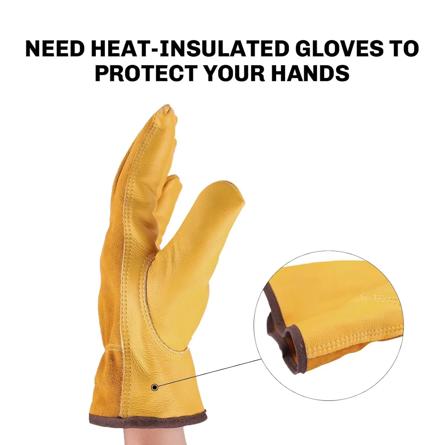 Fire‑Maple Gingko Cowhide Leather Work Gloves