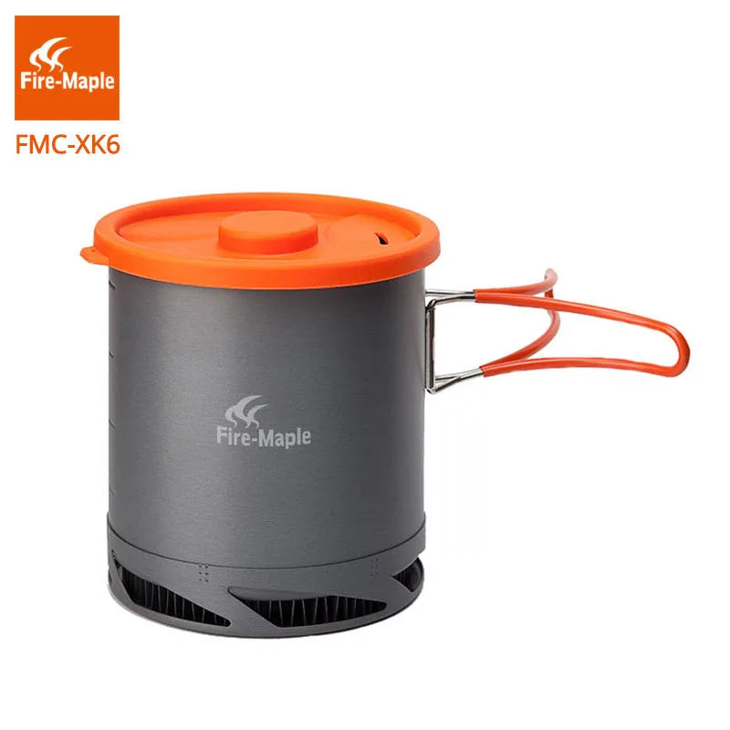 Fire Maple FMC-XK6 Heat Exchanger Pot – 1L Foldable Camping Cookware with Mesh Bag