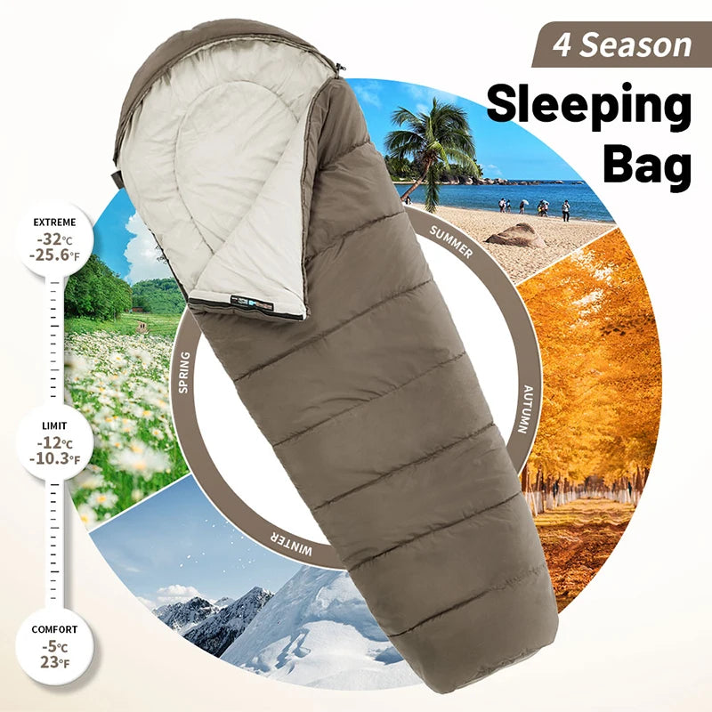 Naturehike MJ Series Winter Sleeping Bags – MJ300 (-1°C) & MJ600 (-12°C) Lightweight Mummy Sleeping Bags for Camping & Hiking