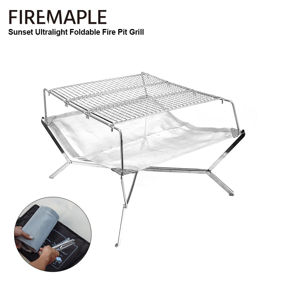 Fire-Maple Sunset Ultralight Foldable Fire Pit Grill – Portable Wood Stove for Outdoor Adventures