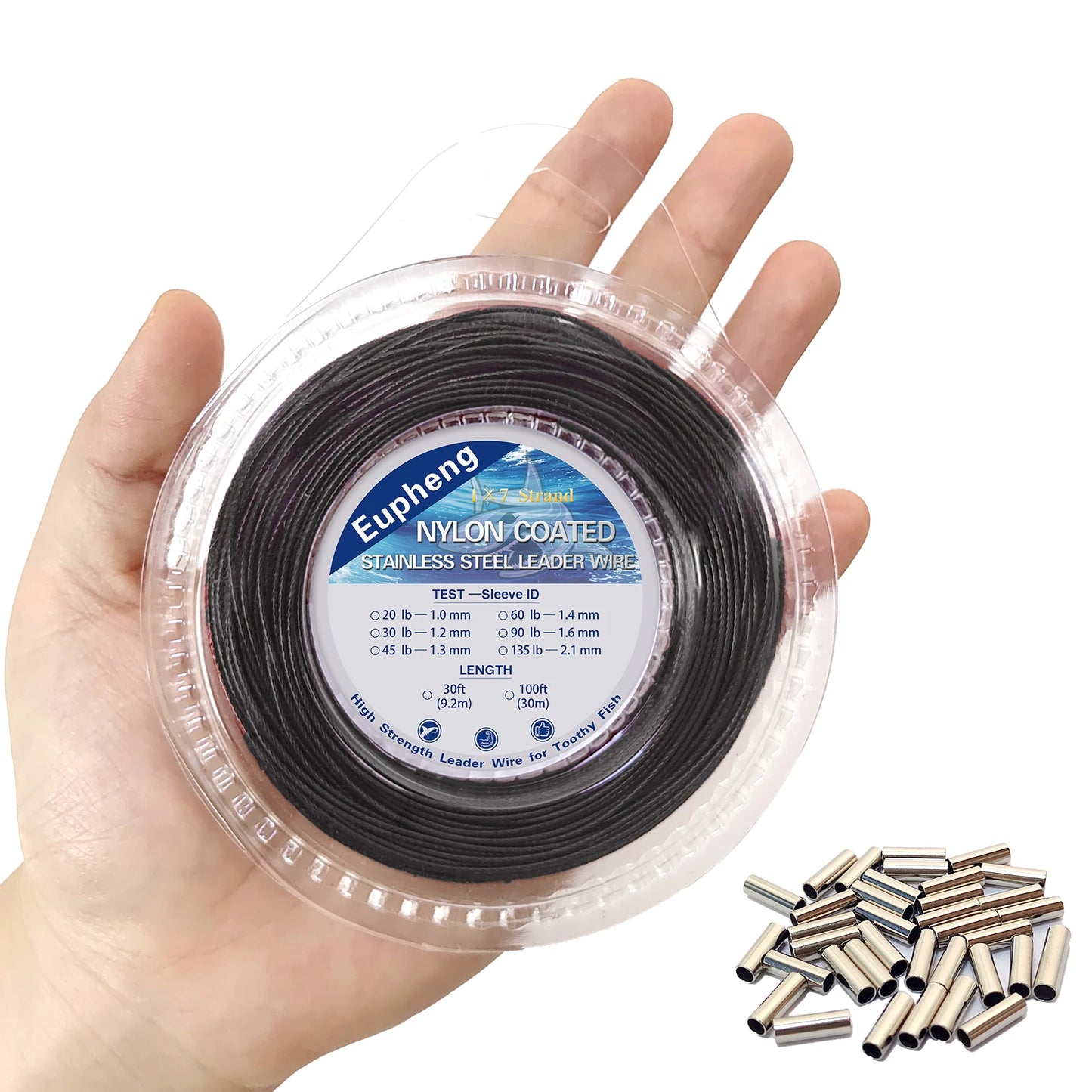 1x7 & 7x7 Nylon-Coated Stainless Steel Leader Wire – 20LB to 135LB (9.2M & 30M) for Saltwater Fishing Rigs