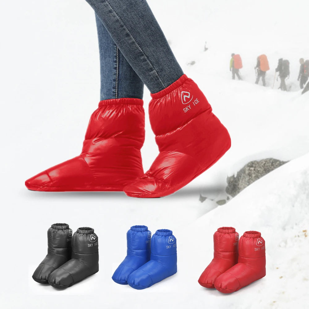 Winter Warm Duck Down Slippers Boots – Home & Outdoor Camping Footwear for Men & Women