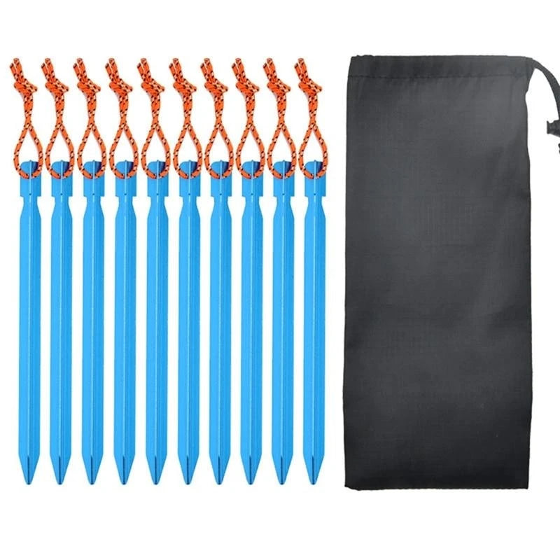 10Pcs Heavy-Duty Aluminum Alloy Tent Stakes – Secure Your Shelter Anywhere