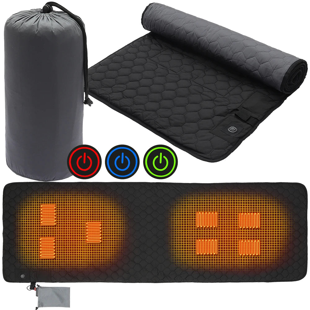USB Heating Sleeping Mat – Foldable, Temperature-Controlled Pad for Winter Camping & Tent Comfort