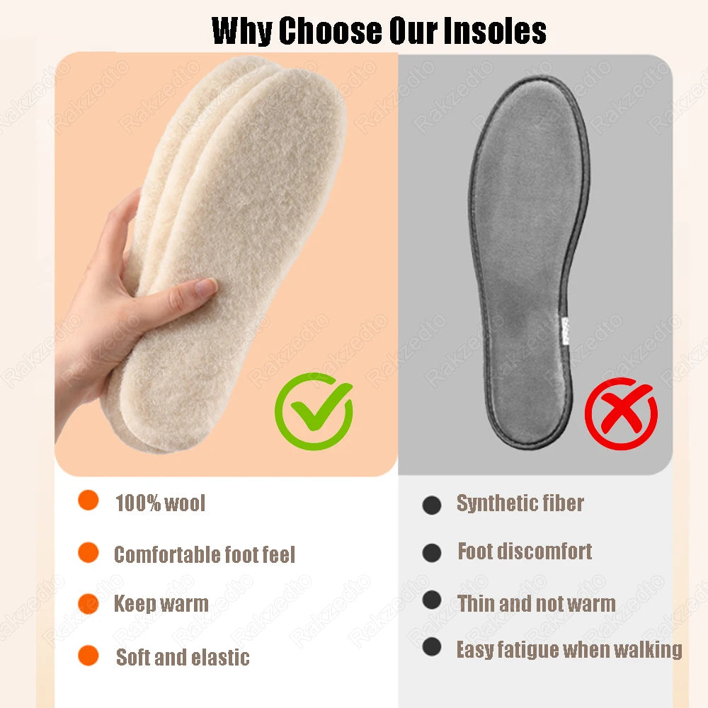 Genuine Wool Winter Insoles – Thick Cashmere with Arch Support
