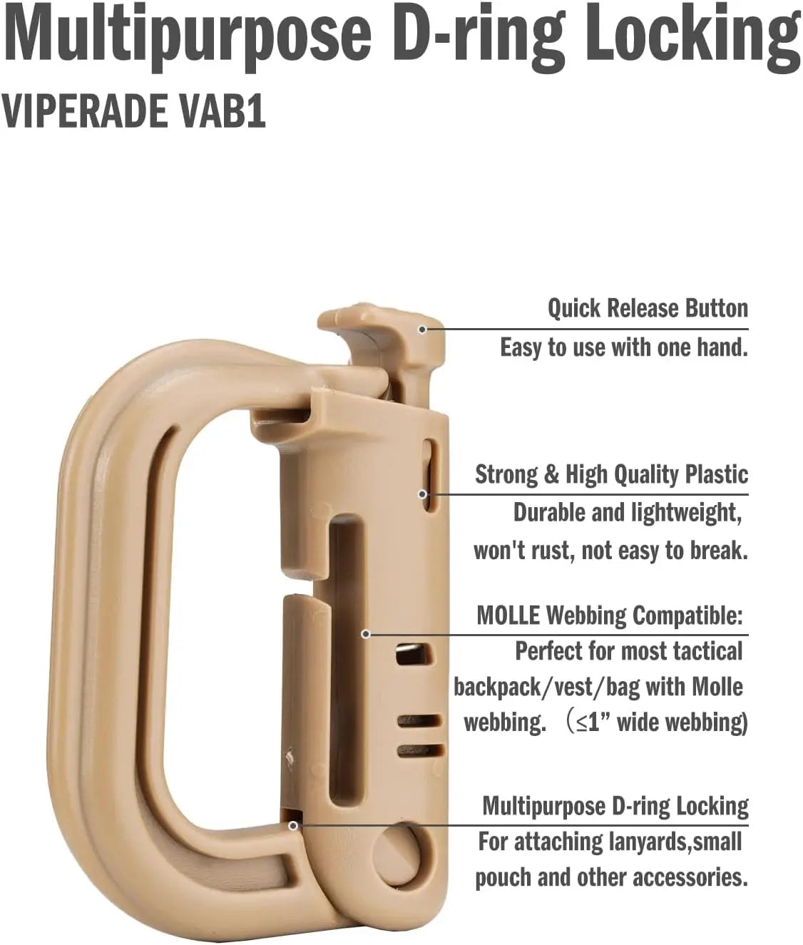 Tactical D-Ring Grimlock Carabiner Clip – Secure MOLLE Attachment for Military & Outdoor Gear