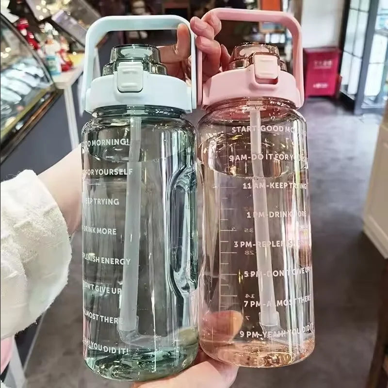 2L Large Capacity Water Bottle with Straw