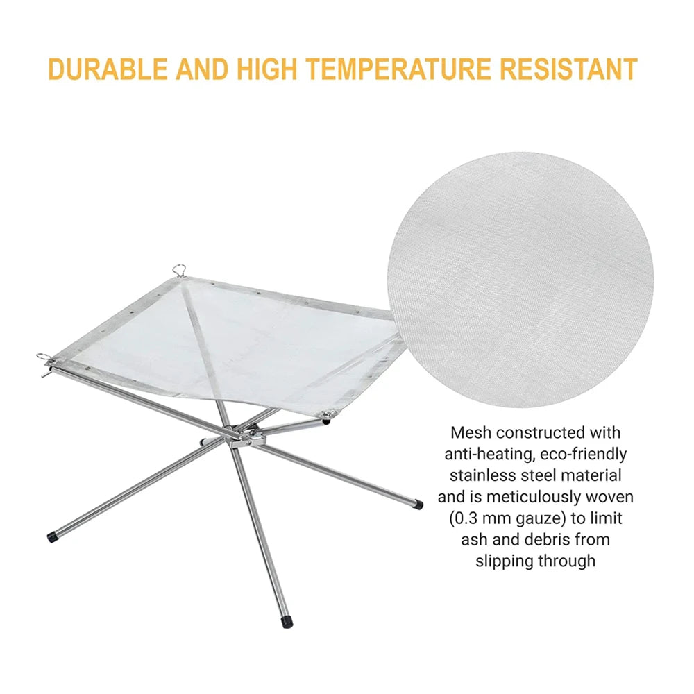 Portable Outdoor Fire Pit – Collapsible Steel Mesh Fire Stand