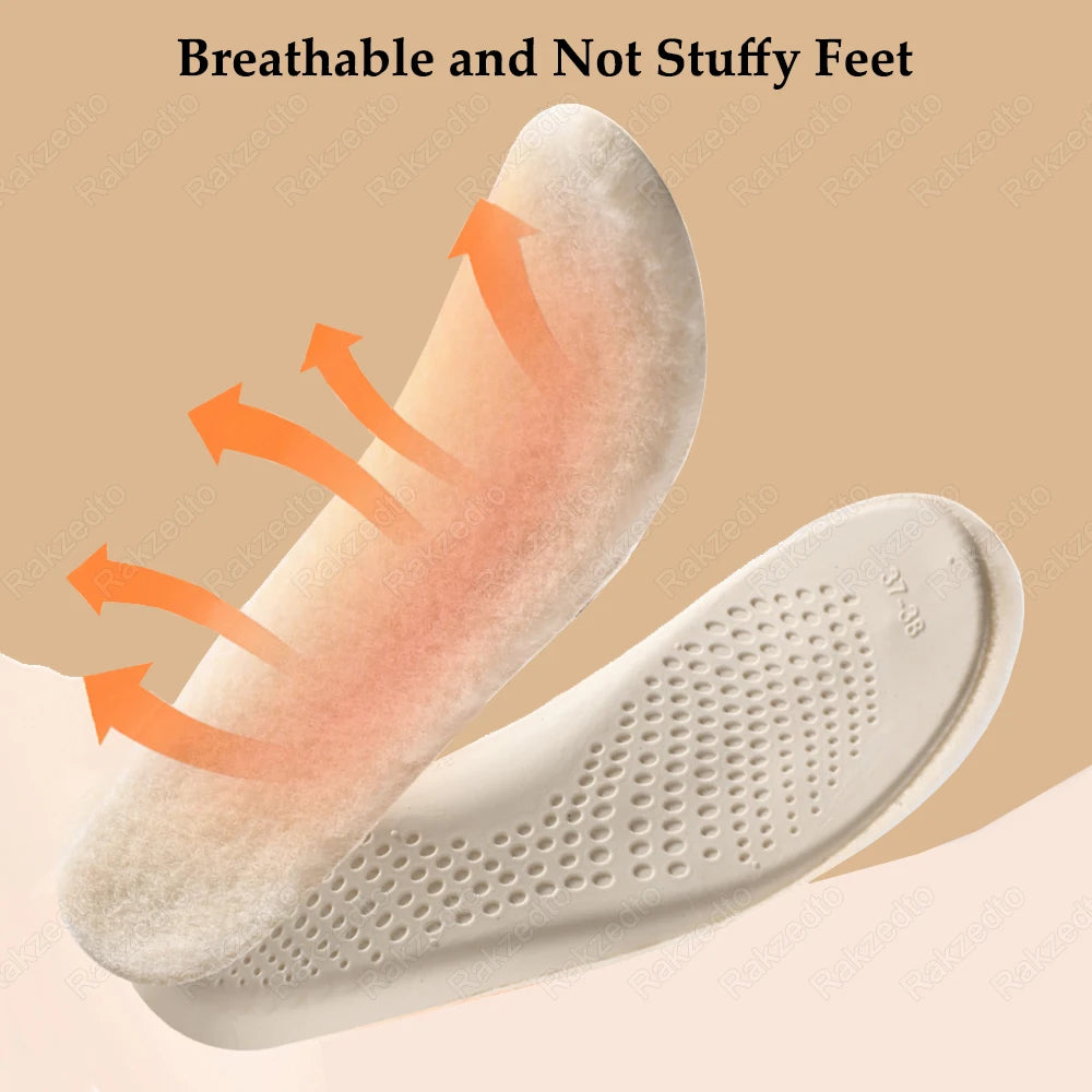 Genuine Wool Winter Insoles – Thick Cashmere with Arch Support