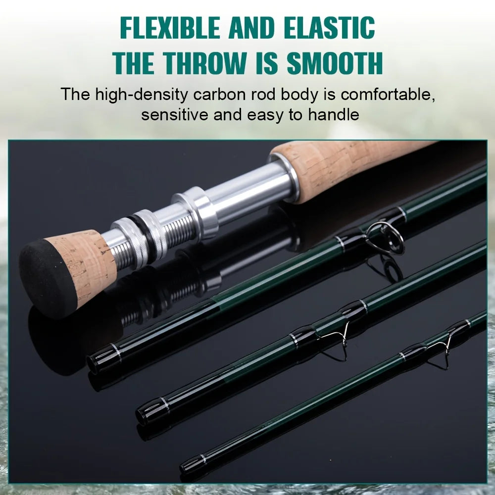 Goture Carbon Fiber Fly Fishing Rod - 2.7M Portable 4-Section Fly Rod with Cork Handle for Trout & Bass Fishing