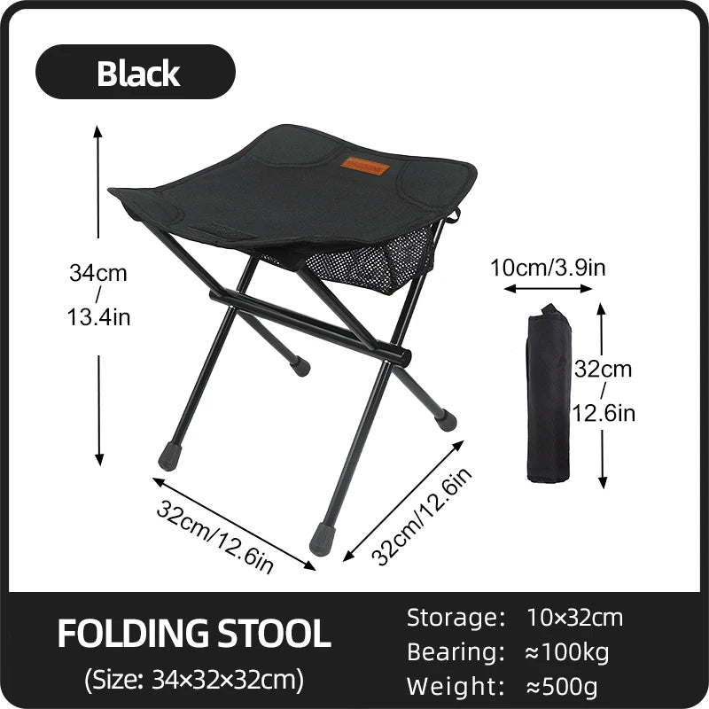 Outdoor Portable Folding Stool – Lightweight Aluminum Alloy Mini Chair with Storage