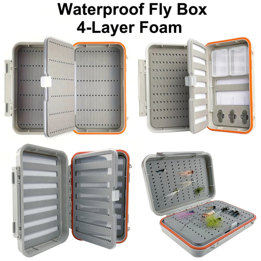 Aventik Waterproof Fly Box – 4-Layer Foam Insert, ABS Portable Lightweight Storage Case