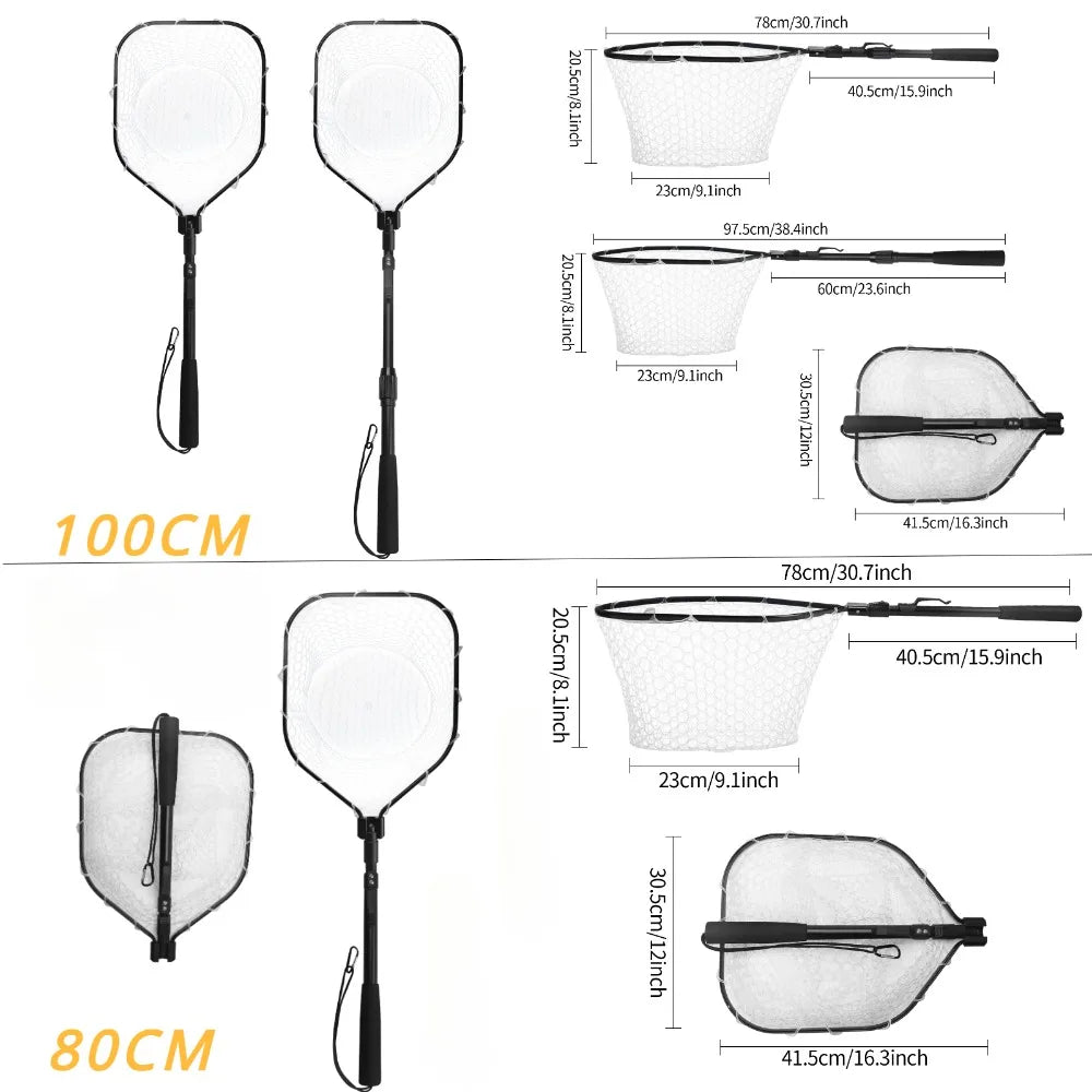 Fly Fishing Landing Net – Soft Rubber Mesh for Catch & Release