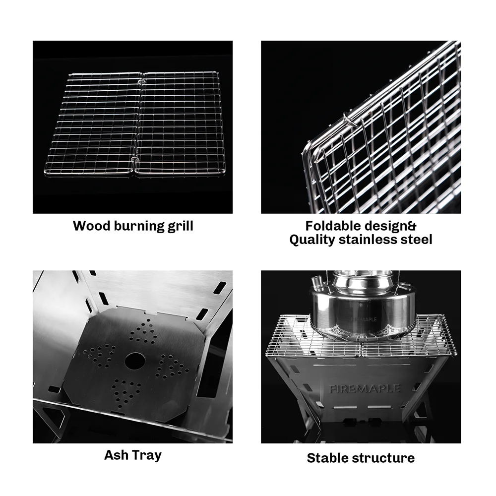 Fire Maple Stainless Steel Camping Wood Stove – Portable Folding Wood-Burning Stove for Backpacking, Hiking & Picnics