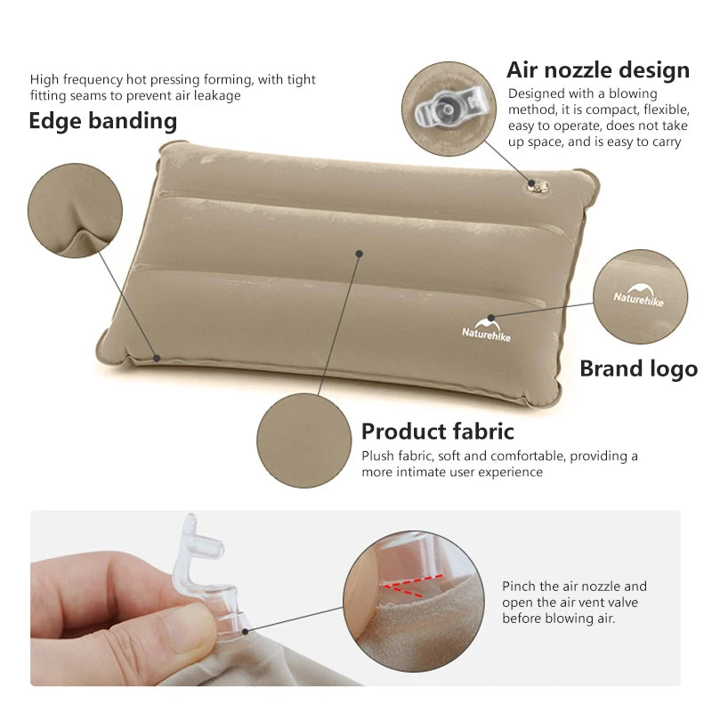 Naturehike Square Inflatable Pillow – Ultralight Folding Travel Pillow for Camping & Hiking