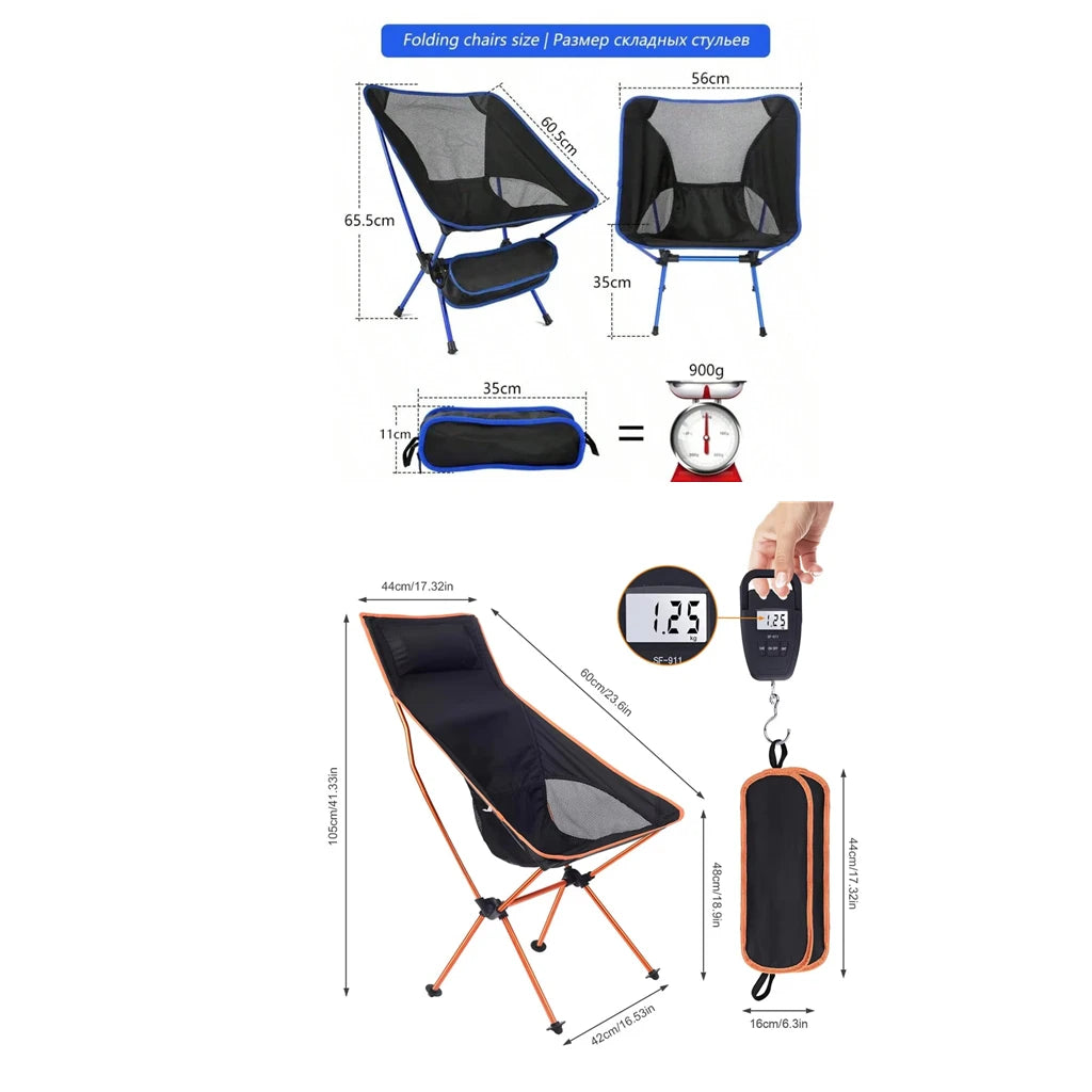 Ultralight Folding Chair – Portable & Extended Comfort for Camping, Fishing & More