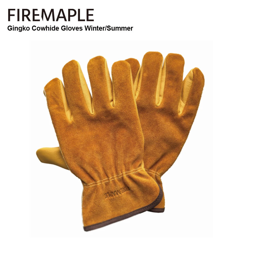 Fire‑Maple Gingko Cowhide Leather Work Gloves