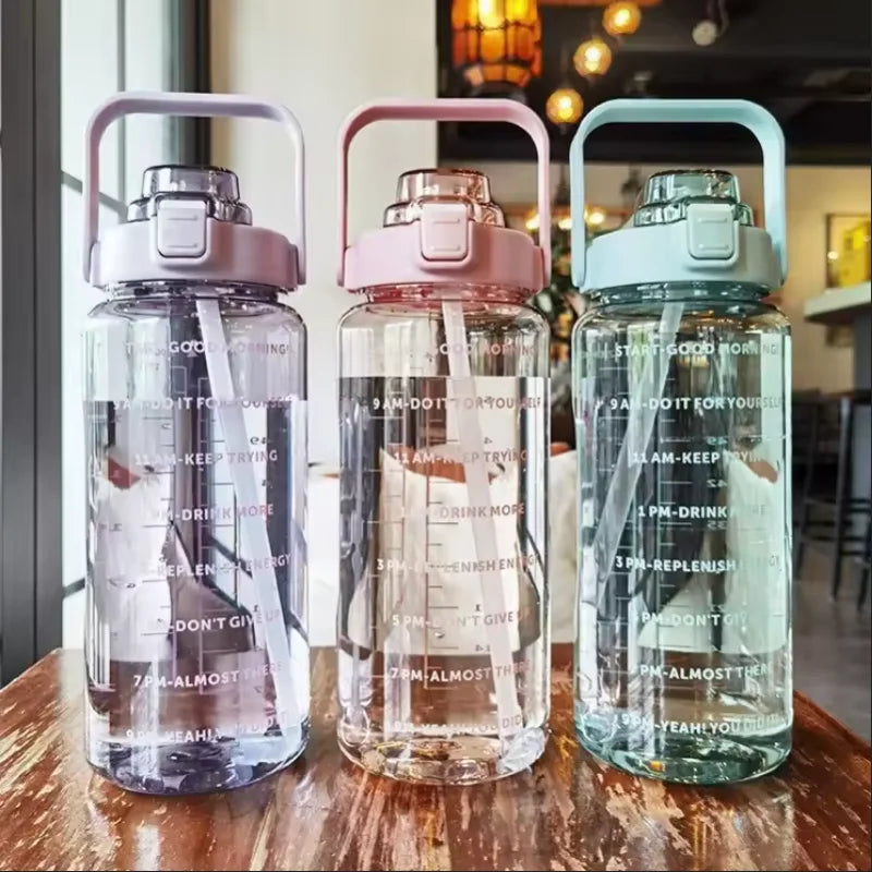 2L Large Capacity Water Bottle with Straw