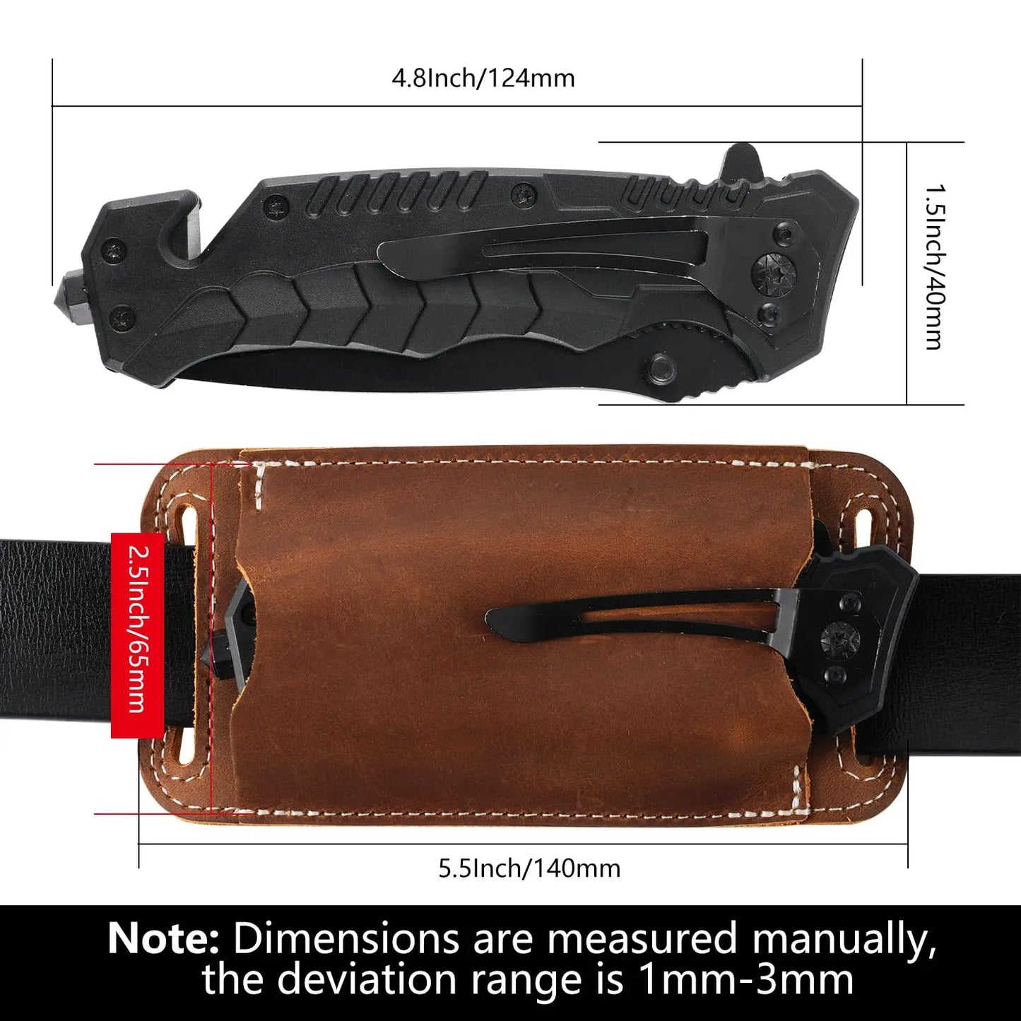 Genuine Leather EDC Folding Knife Sheath – Waist Carrier for Outdoor Survival