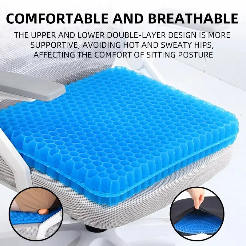Gel Seat Cushion – Breathable Honeycomb Design for Pressure Relief & Comfort