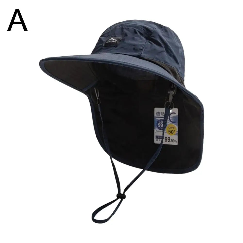 UV Protection Wide Brim Outdoor Hat - Waterproof, Quick-Drying Fisherman Cap with Breathable Mesh & Neck Protection