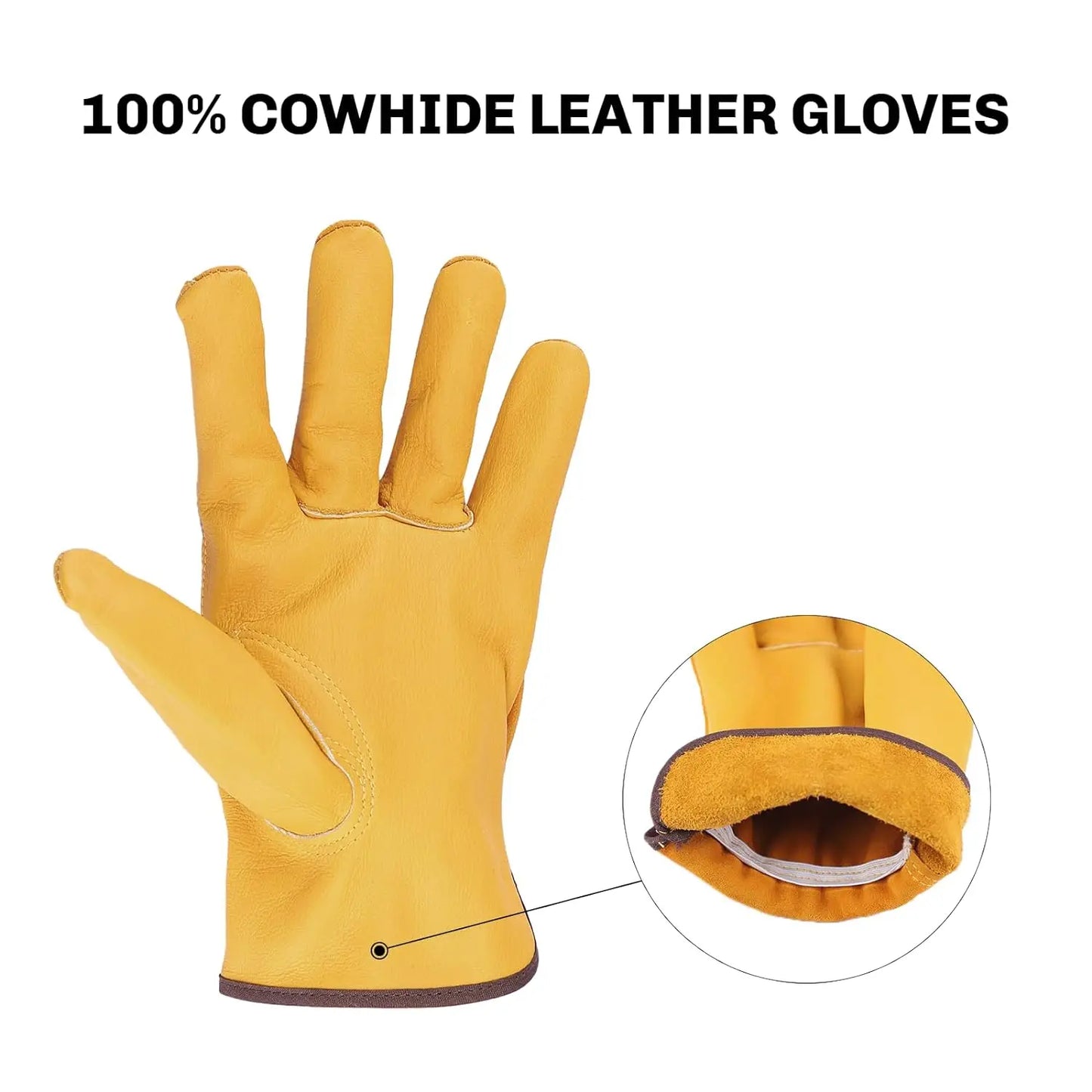 Fire‑Maple Gingko Cowhide Leather Work Gloves