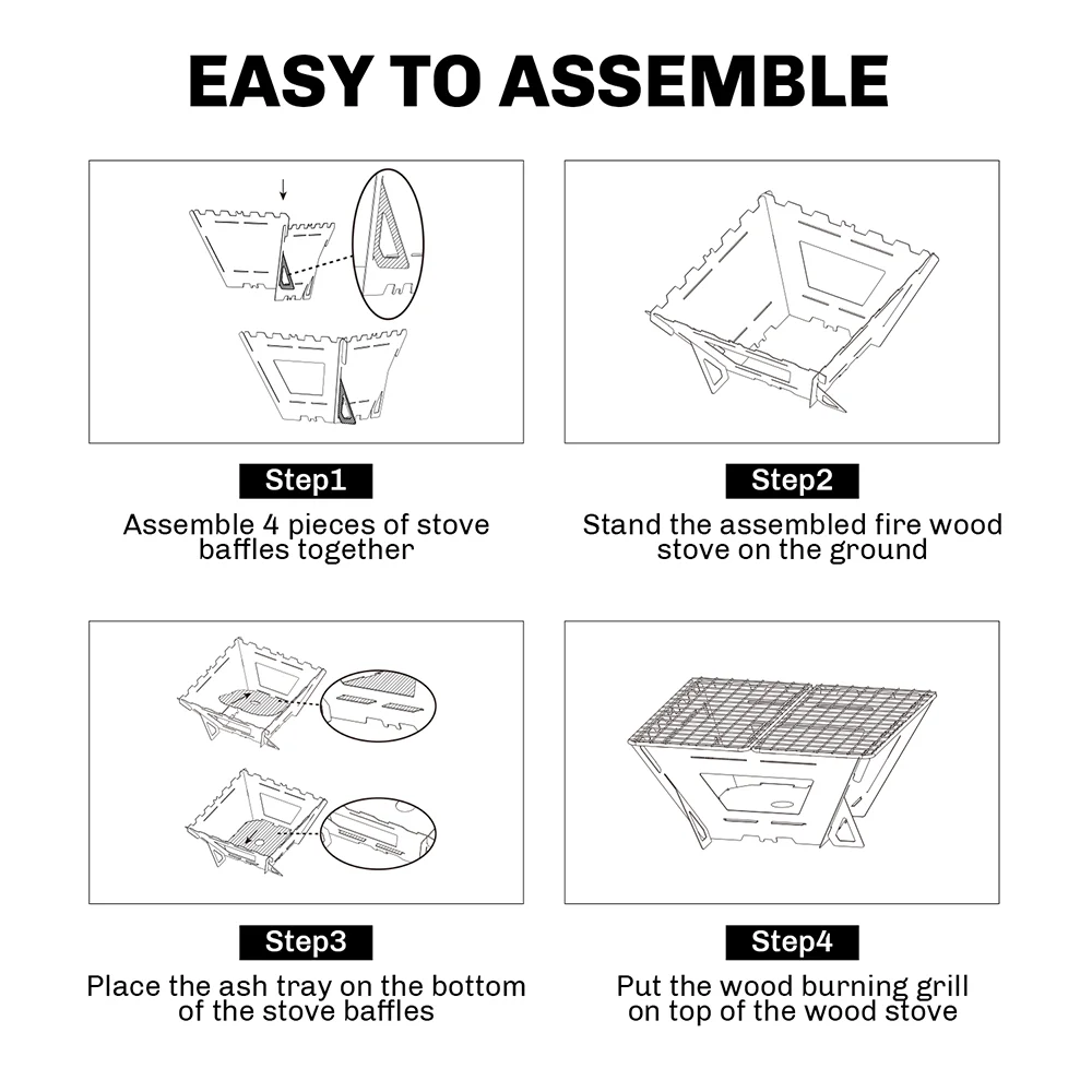 Fire Maple Stainless Steel Camping Wood Stove – Portable Folding Wood-Burning Stove for Backpacking, Hiking & Picnics