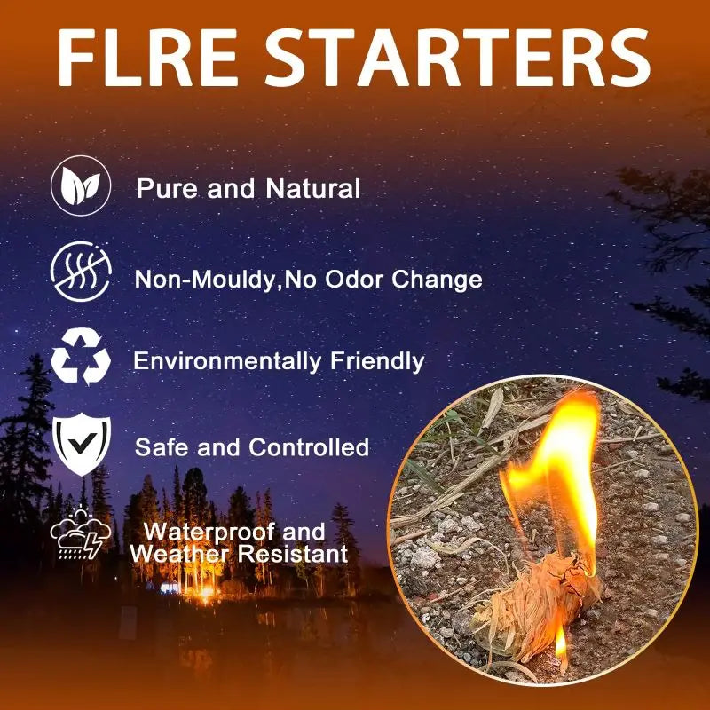 100pcs Natural Fire Starters – Easy Ignition for Fireplaces, Campfires, BBQs & More