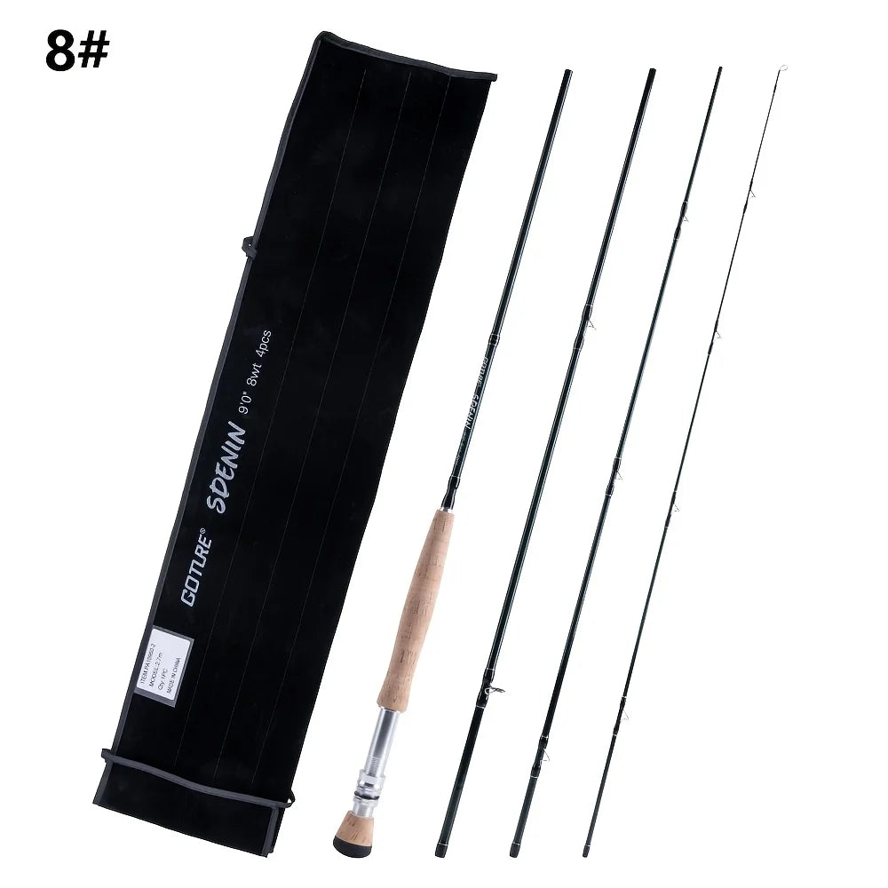 Goture Carbon Fiber Fly Fishing Rod - 2.7M Portable 4-Section Fly Rod with Cork Handle for Trout & Bass Fishing