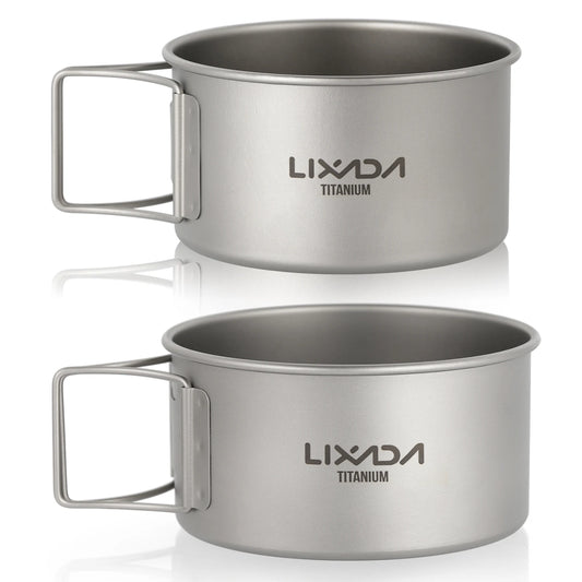 Lixada Titanium Bowl with Folding Handles – Ultra-Light Bowls for Camping, Hiking & Backpacking