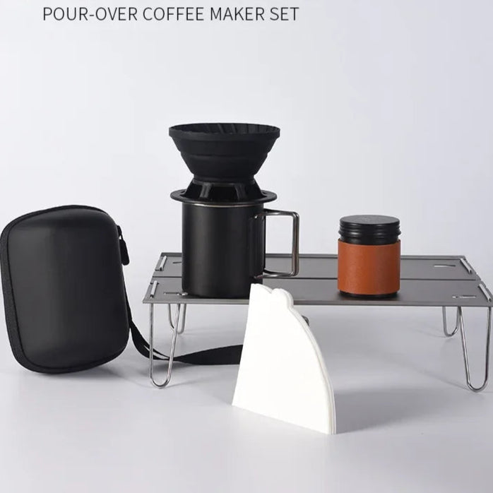 Travel Hand-Brewed Coffee Set — Portable Pour-Over Perfection for Camp, Car, or Trail