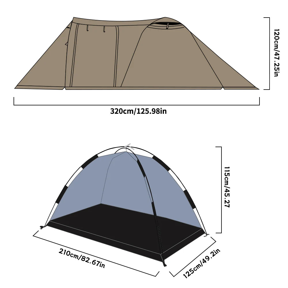 Top Lander Fireproof Hot Tent – 2-Person Waterproof Extended Dome Tent with Stove Jack & Snow Skirt