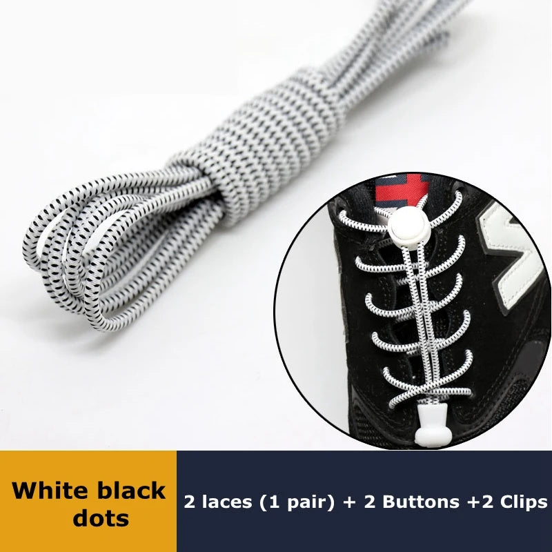 1 Pair Elastic No-Tie Shoelaces – Quick Lock Round Rubber Laces for Sneakers